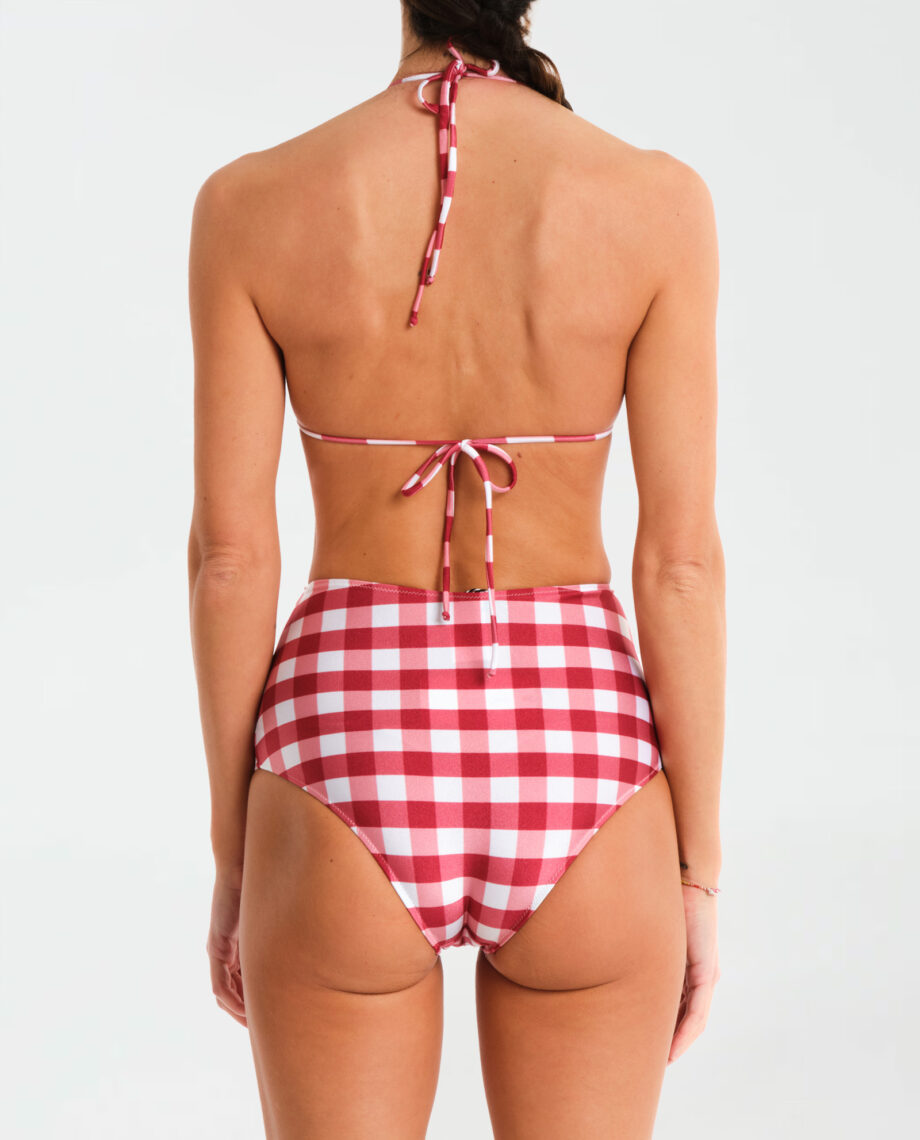 Bikini Triangolo Vichy Mutanda Alta rosso